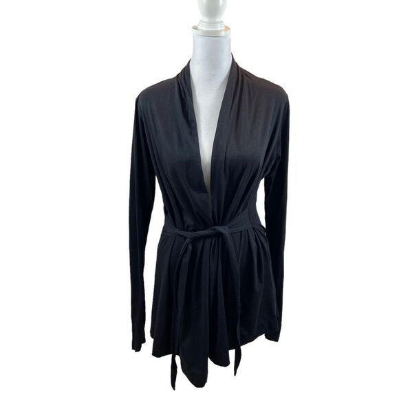 New without Tags Velvet by Graham & Spencer Black Belted Open Front Blouse Med - Picture 1 of 10